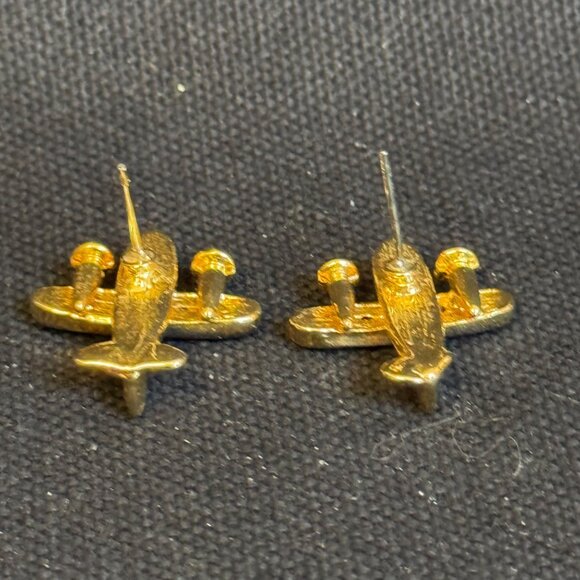 Gold-Tone Airplane Shaped Rhinestone Post Earrings Women'S - Picture 7 of 9